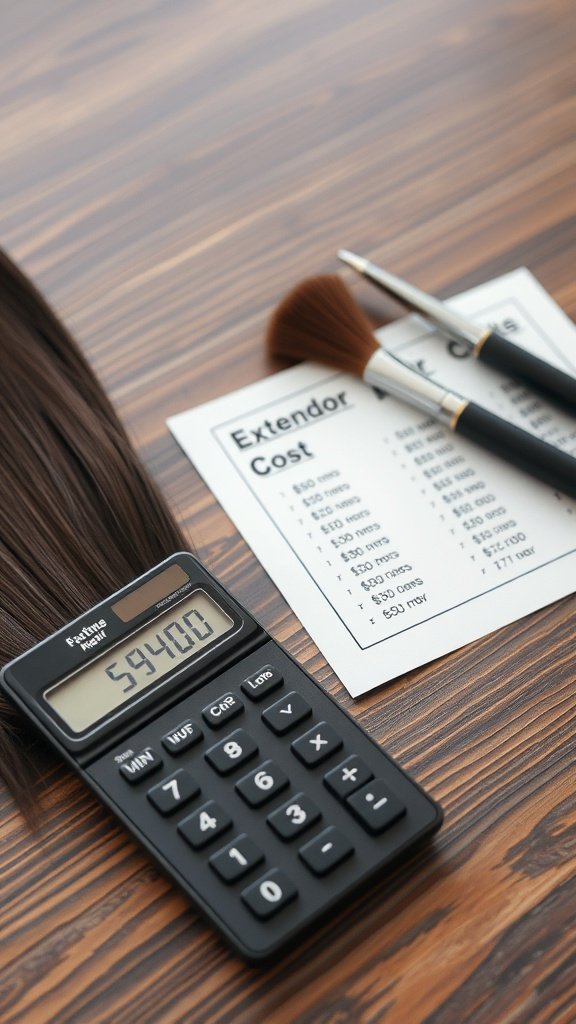 Calculator and cost chart for hair extensions