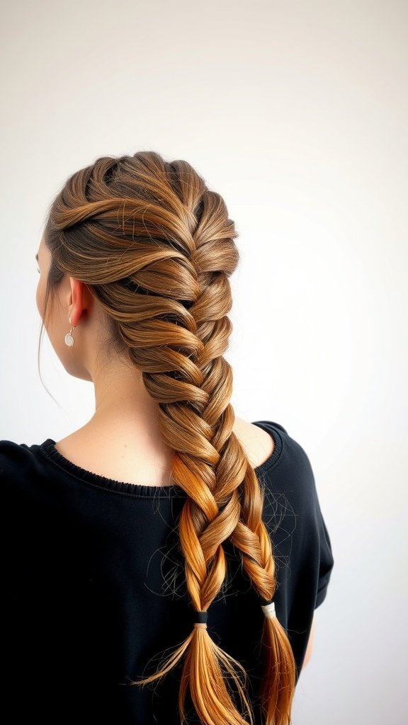 A fishtail braid created with knotless braids, showcasing a stylish and elegant hairstyle.
