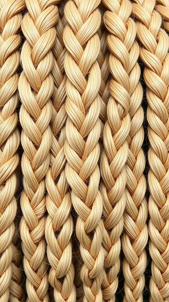 Close-up of blonde knotless braids showing intricate patterns