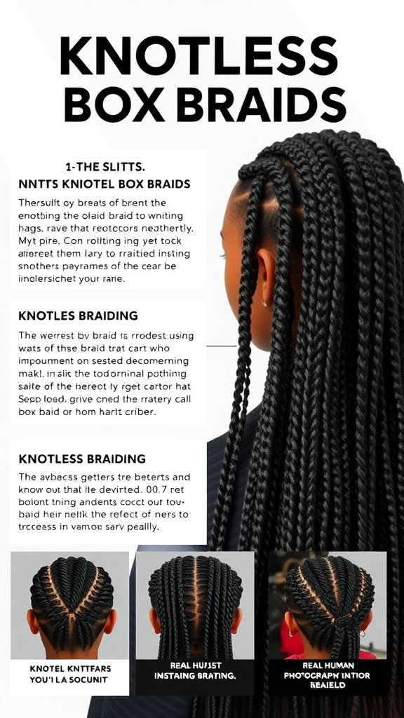 Image of small knotless box braids styled long, showcasing a sleek and natural look.
