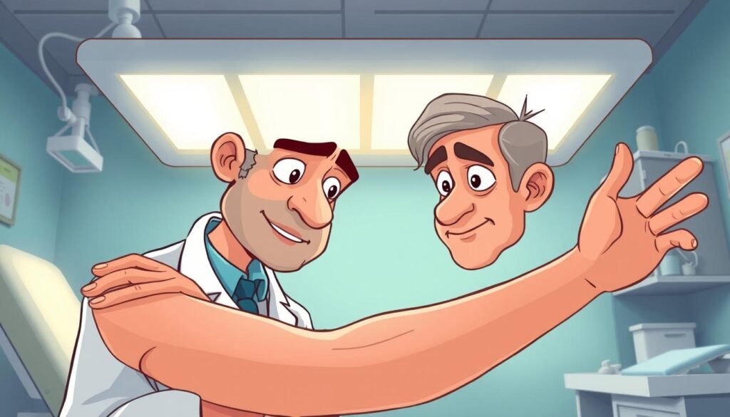 dermatologist examining skin