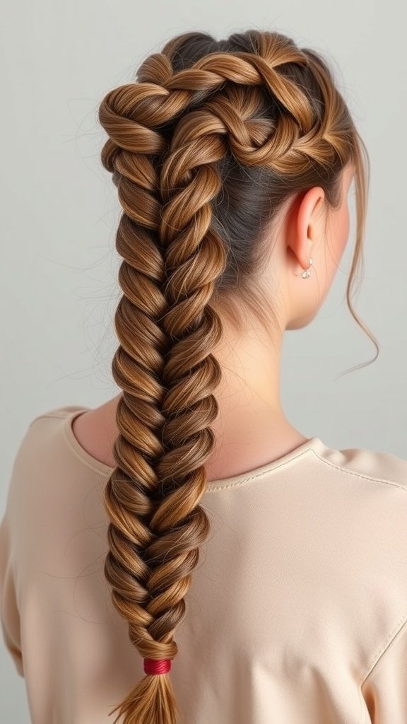 A woman with a beautiful ginger knotless braid hairstyle.