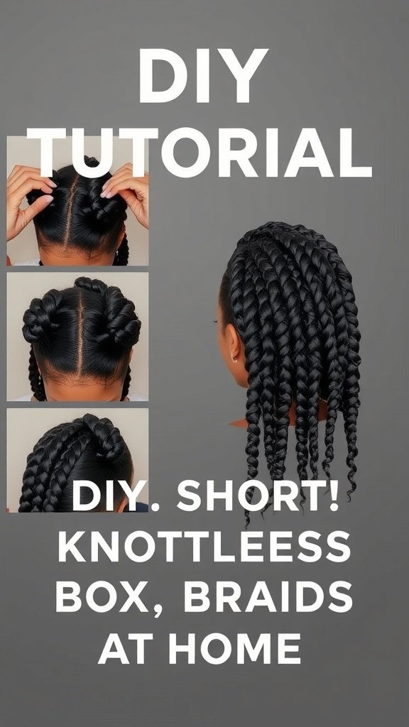 DIY tutorial for short knotless box braids at home