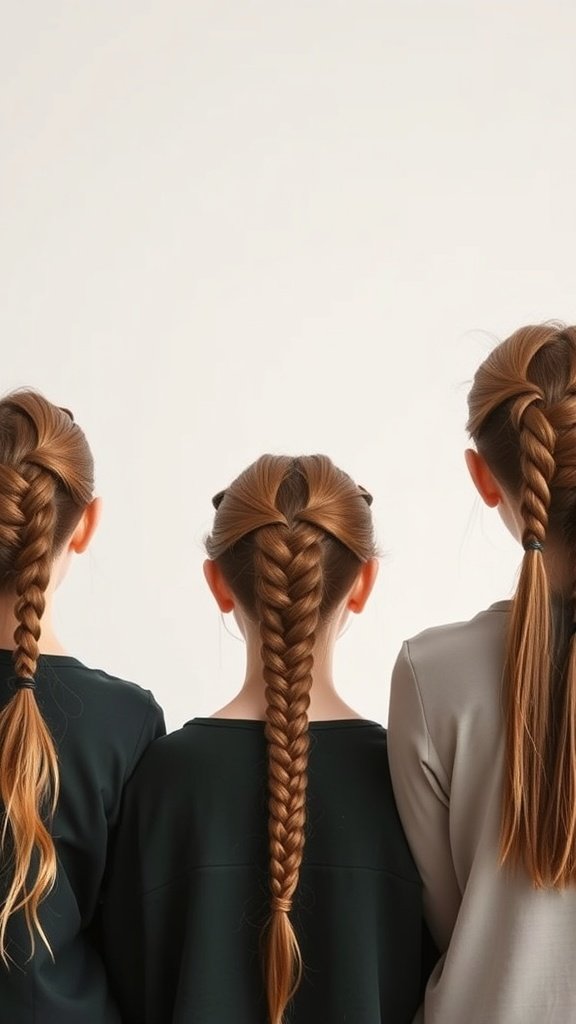 Three girls with different styles of knotless braids