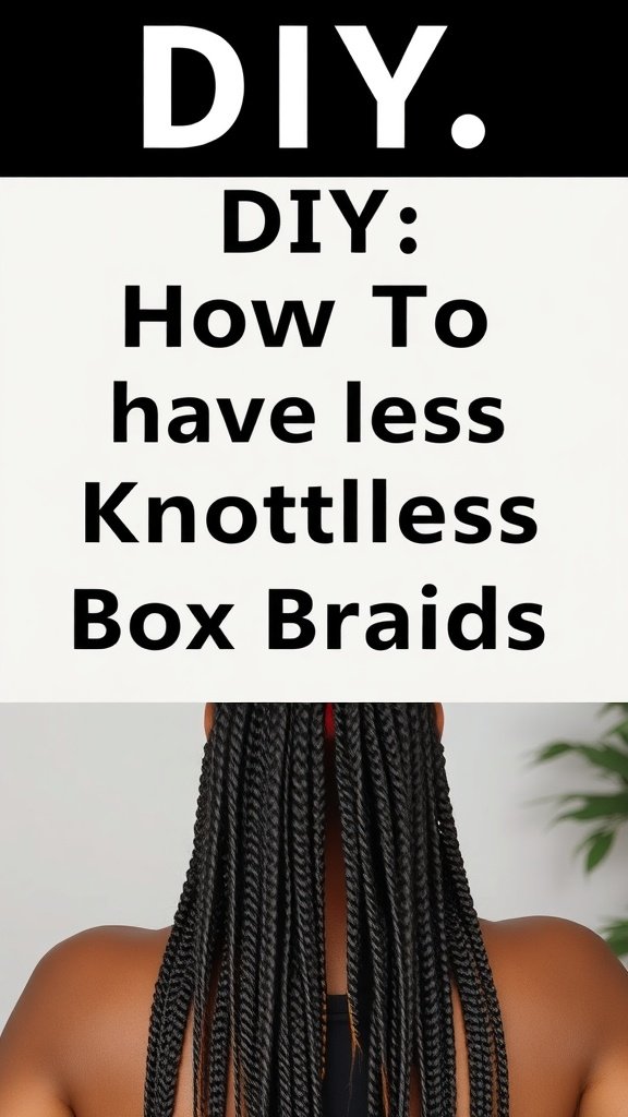 A woman showcasing DIY large knotless box braids from the back, emphasizing the neatness and length of the braids.
