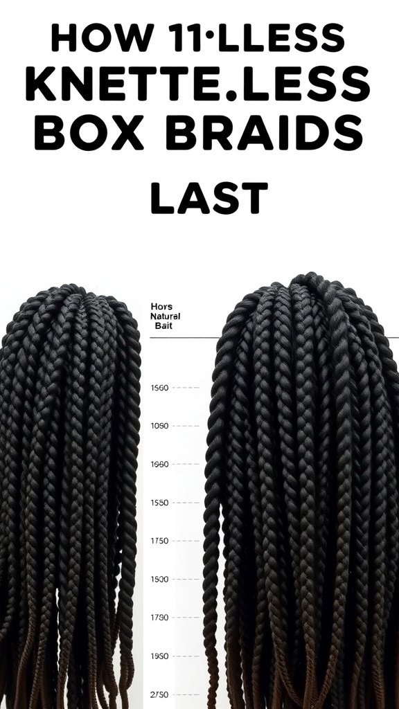Large knotless box braids displayed with measurement scale