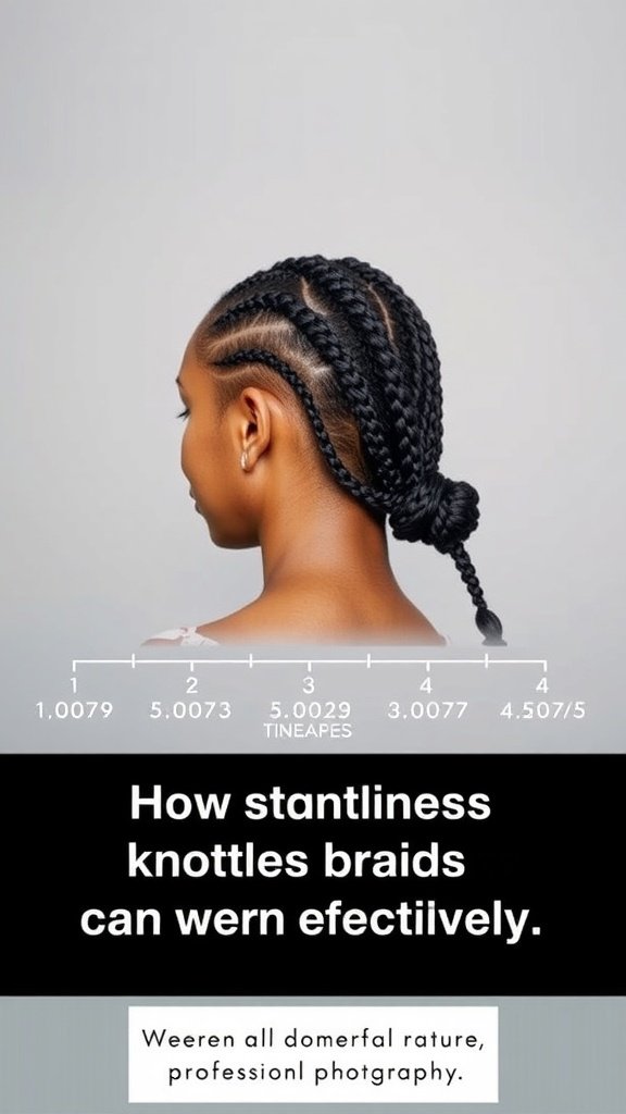 A model showcasing short knotless box braids styled neatly.