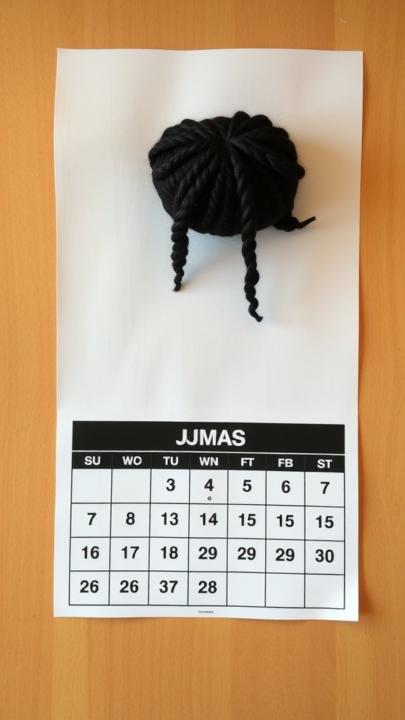 A calendar showing dates, symbolizing the duration of wearing medium knotless box braids.
