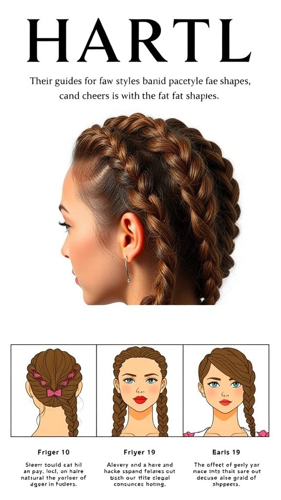 Illustration showing different braid styles and how they complement various face shapes.