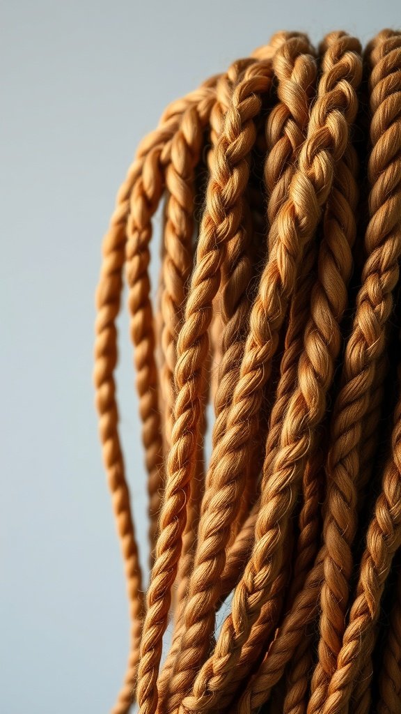 Close-up of ginger knotless braids