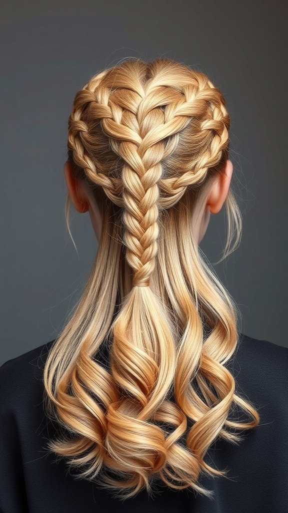 A stylish half-up half-down knotless braids hairstyle with flowing curls.