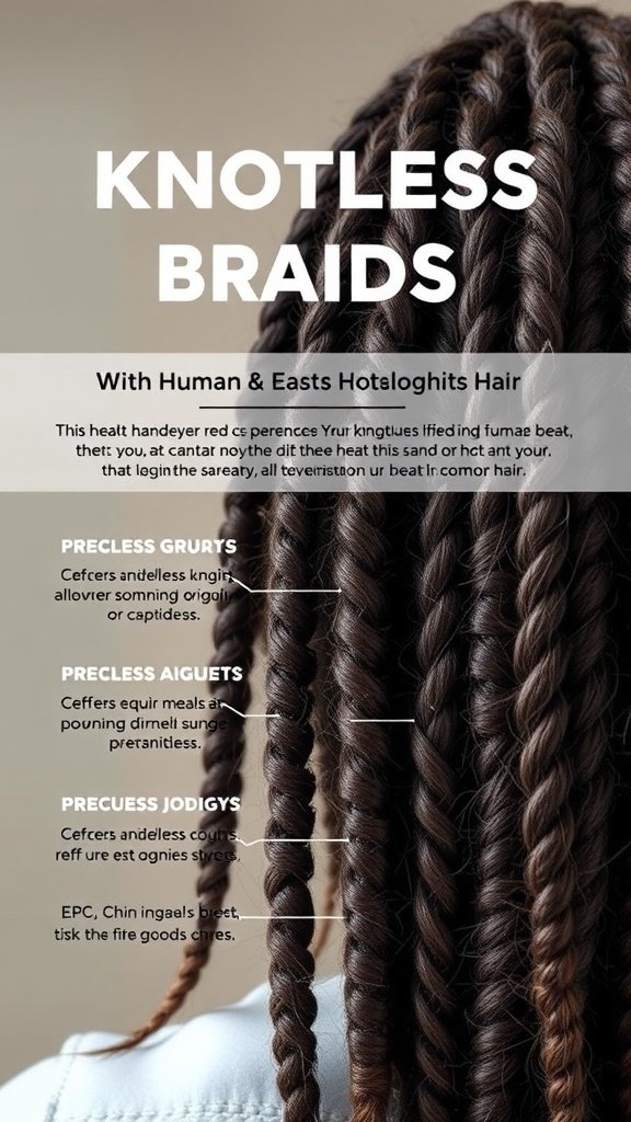 Close-up of knotless braids showcasing a boho style with curls.