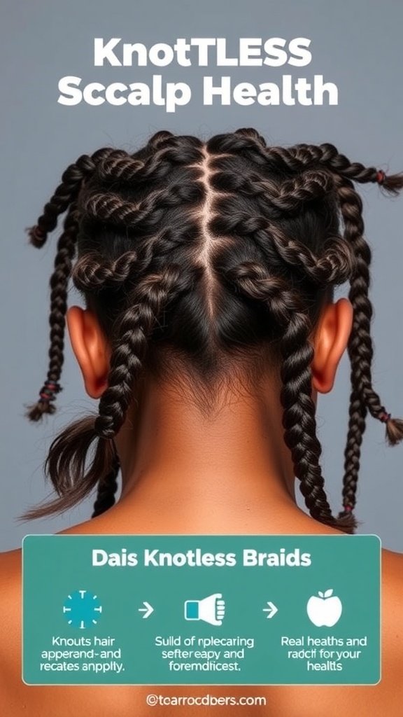 Image of a person with knotless braids showcasing scalp health