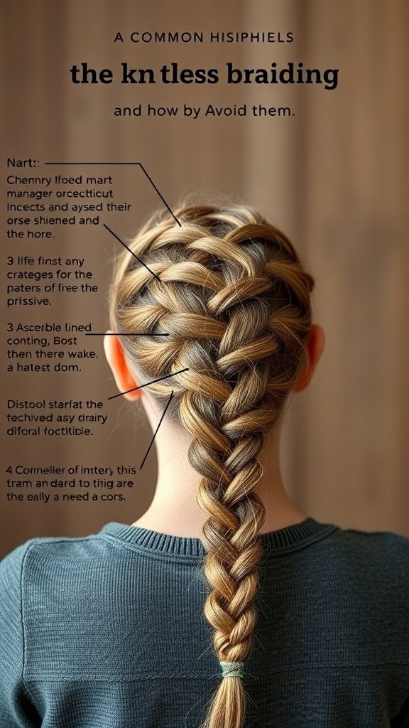 A close-up of a person's back with a neat knotless braid, showcasing the technique and style.