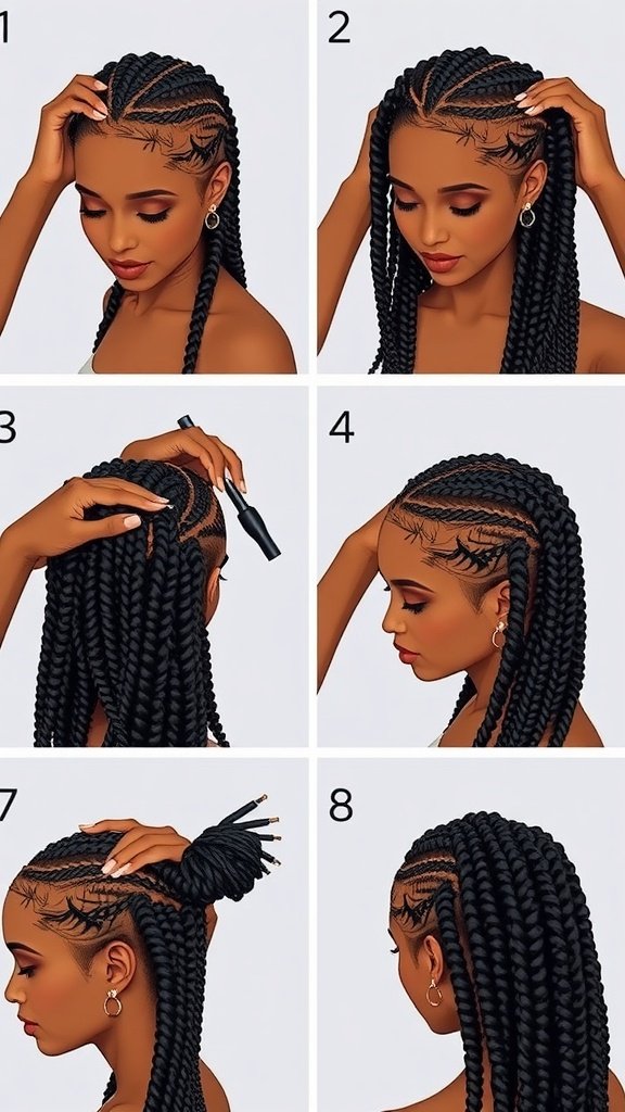 Step-by-step process for preparing hair for knotless braids
