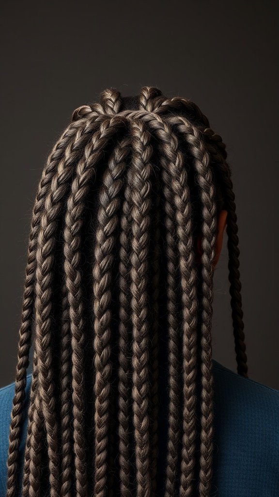 A close-up view of xs knotless braids showcasing their neatness and style.