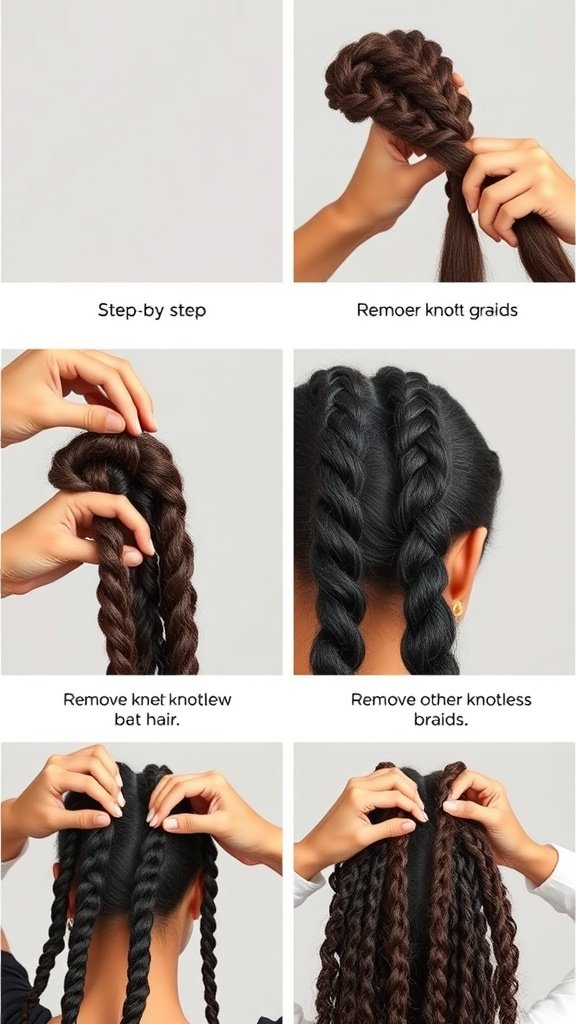 Step-by-step guide on how to remove knotless braids safely.