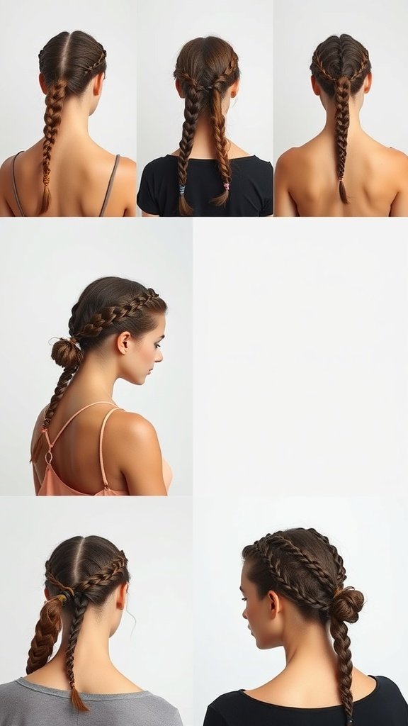 A collage of different styles of short knotless braids with curly ends, showcasing various lengths and designs.
