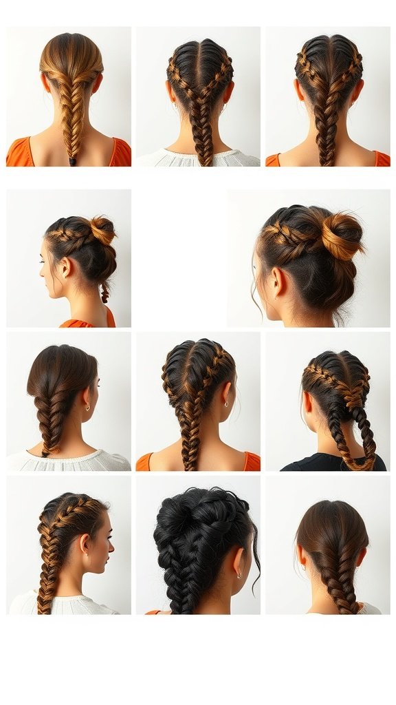 A collage of various knotless boho braid hairstyles, showcasing different styles and techniques.