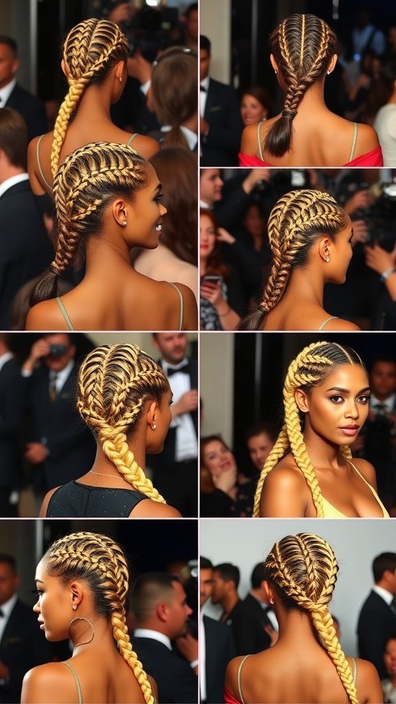 A collage of lemonade braids showcasing various styles and designs.