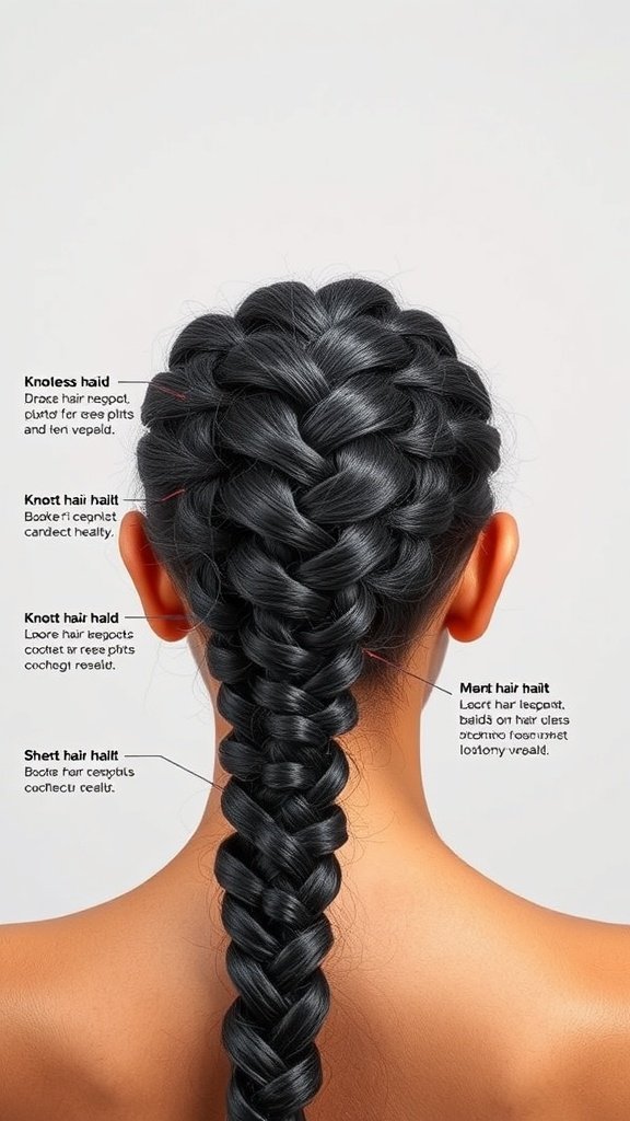 Image of a person with knotless jumbo boho braids, showcasing the style and hair health benefits.