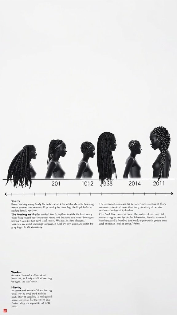 A visual representation of various styles of large knotless box braids, showcasing different lengths and parting patterns.