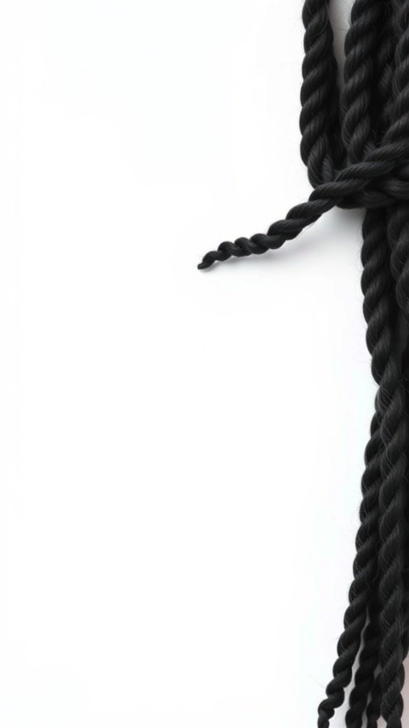 Close-up of twisted black hair strands representing knotless box braids.