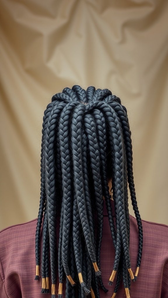 Large knotless box braids styled elegantly, showcasing a flowing and comfortable look.