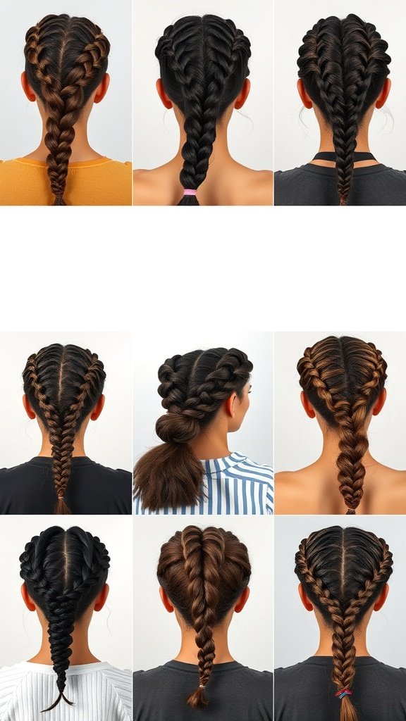 A collection of various knotless braid hairstyles showcasing different styles and lengths.