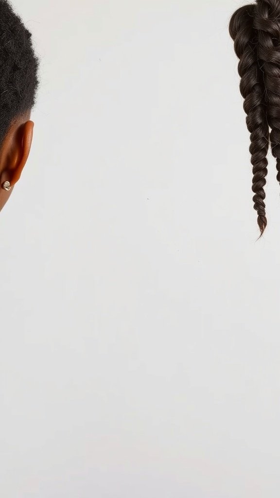 Image of small knotless braids styled neatly.