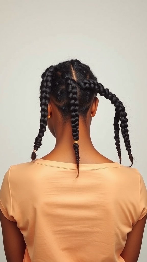 A person with xs knotless braids, showcasing a stylish hairstyle.