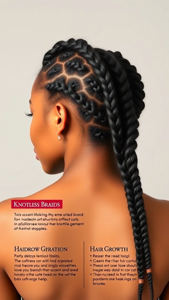 Image of a woman with knotless braids, showcasing a smooth and stylish hairstyle.