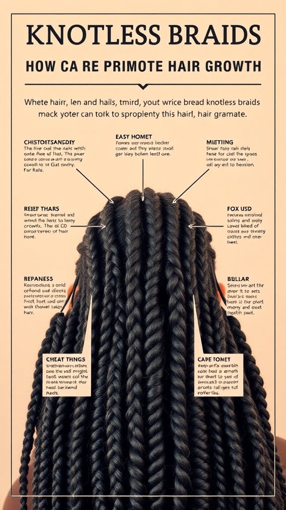 Image of knotless braids showcasing a protective hairstyle that promotes hair growth.