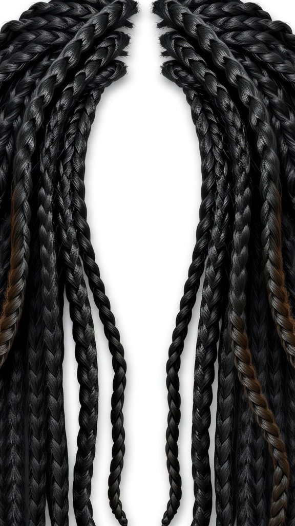 Large boho knotless braids displayed in a stylish arrangement
