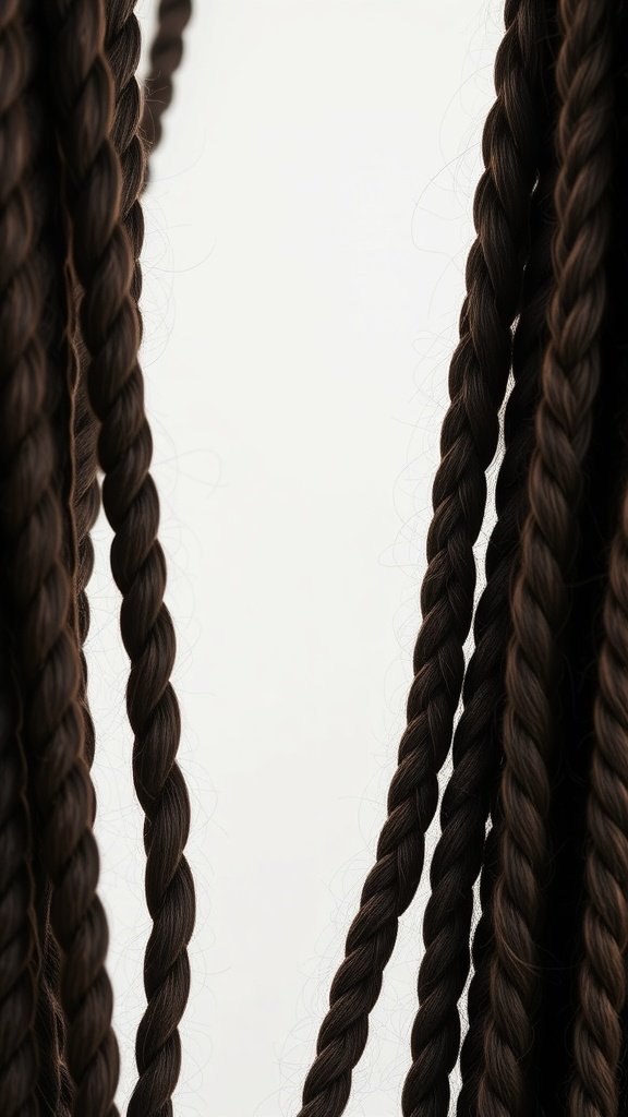Close-up of neatly twisted knotless braids