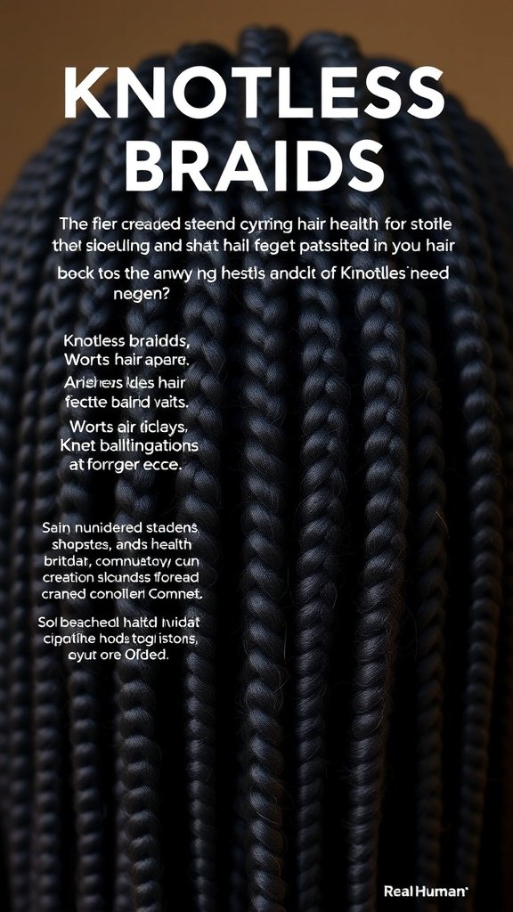 Close-up of knotless braids showcasing their smooth and sleek appearance.