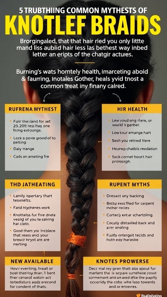 Infographic showing common myths about knotless braids and their impact on hair health.