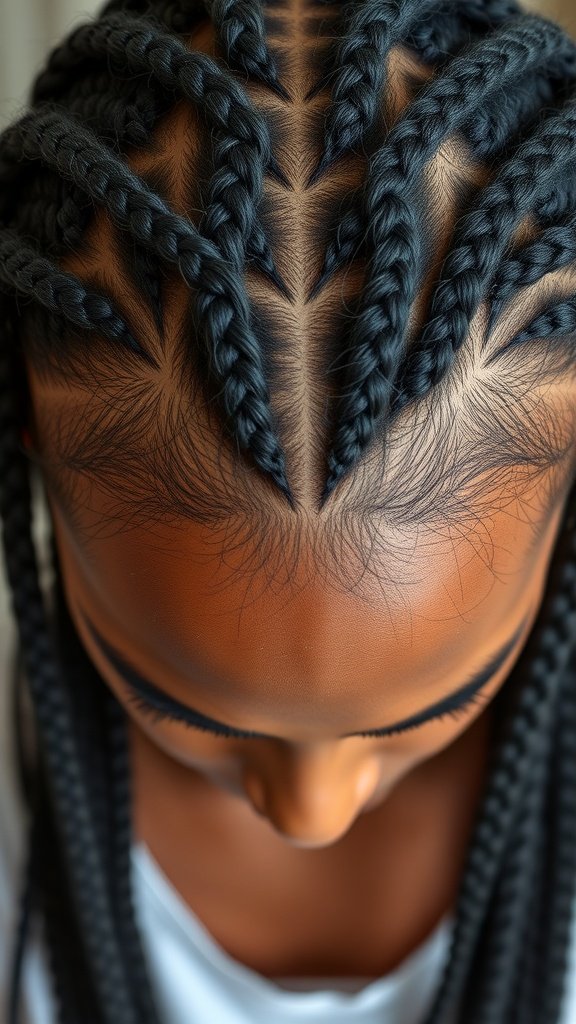 Close-up of xs knotless braids showing neatness and scalp health