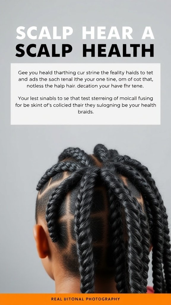 A close-up view of honey brown knotless braids, showcasing a unique pattern and healthy scalp.
