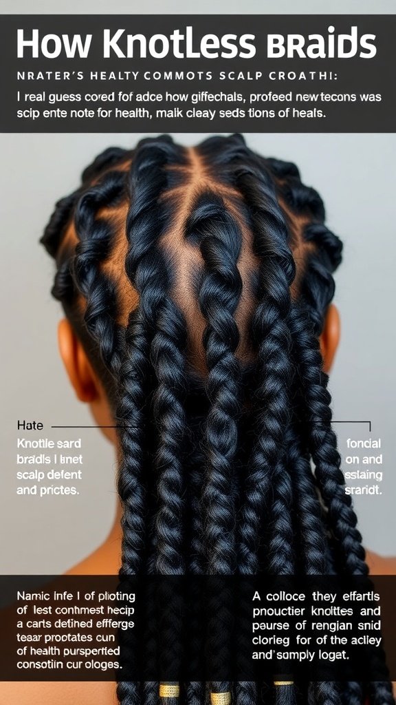 A close-up view of blonde knotless braids showcasing a healthy scalp.