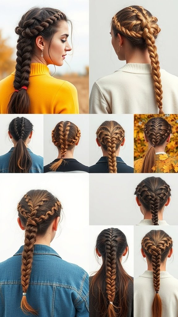 A collage of various styles of X Small Knotless Braids, showcasing different colors and techniques.