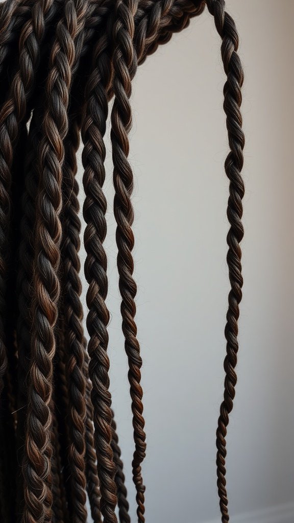 Close-up of xs knotless braids showcasing their sleek and stylish design.