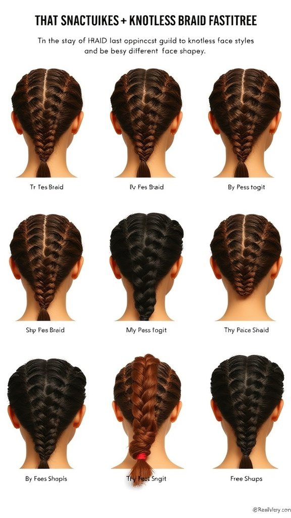 Different styles of knotless braids for various face shapes