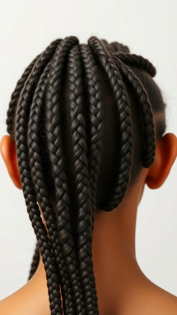 Short bohemian knotless braids styled neatly, showcasing their versatility and elegance.