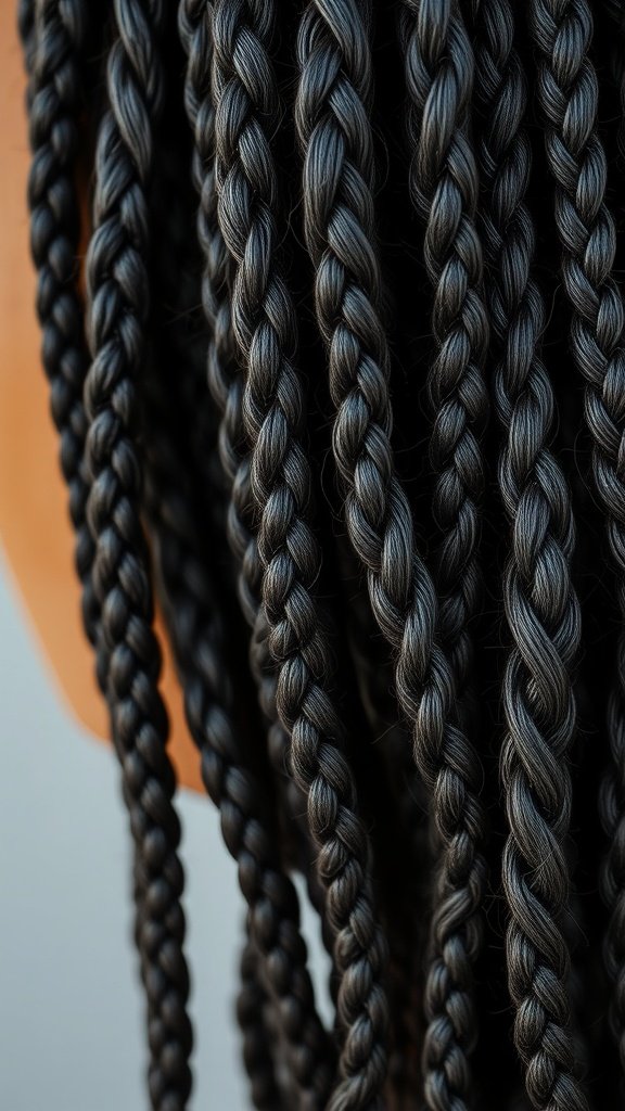 Close-up of knotless braids showcasing their sleek and polished look.