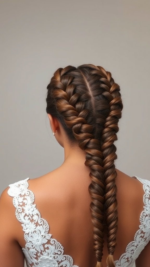 A woman with medium boho knotless braids styled elegantly for a special occasion.