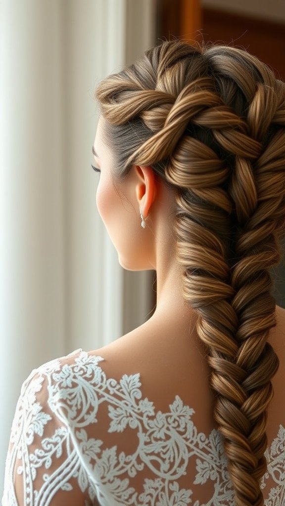 A woman with a beautiful braid hairstyle, showcasing intricate knotless braids.