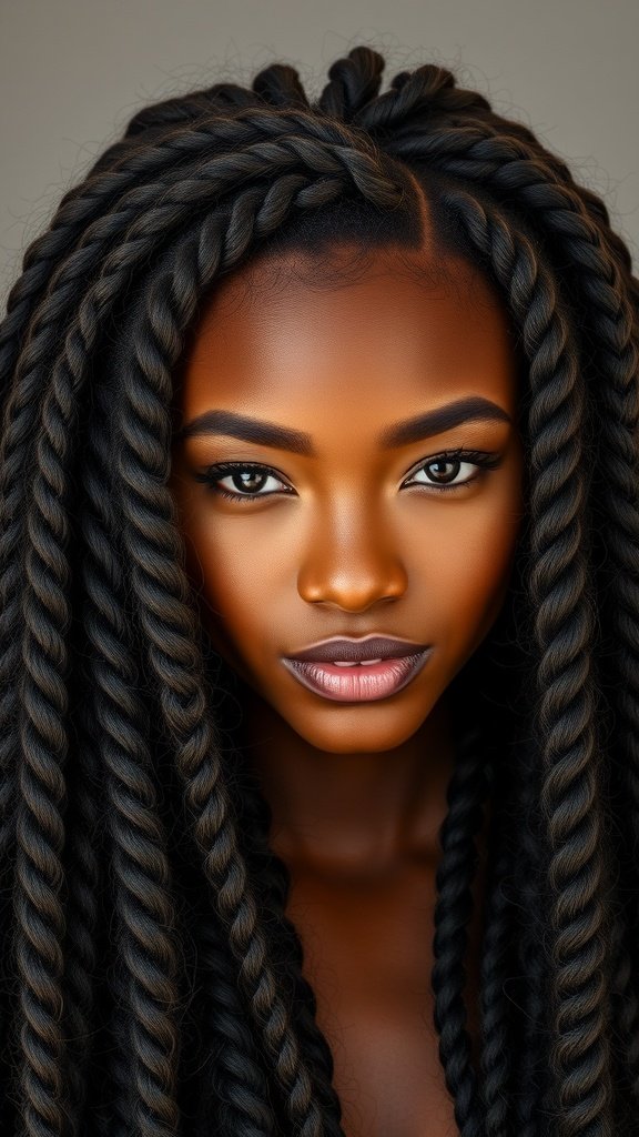 A close-up of a person with Fulani knotless braids, showcasing the intricate design and healthy hair.