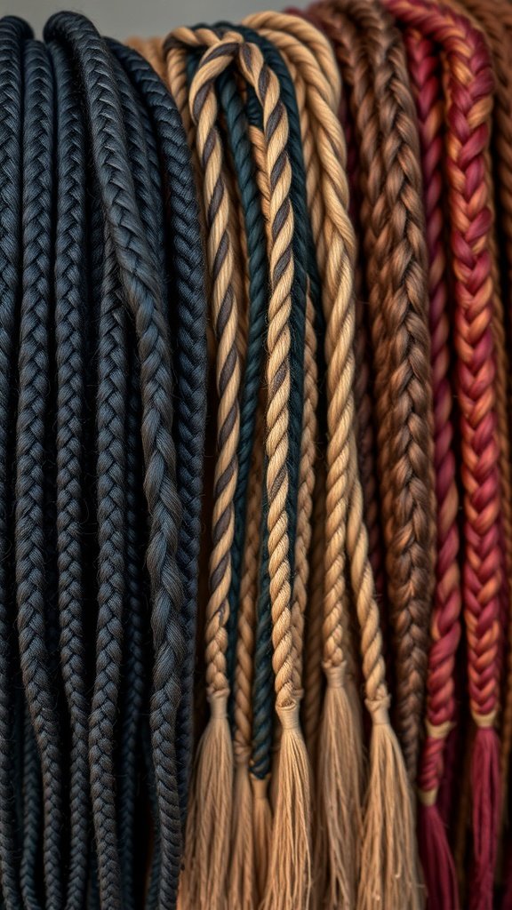 An array of braided hairstyles showcasing different colors and styles.