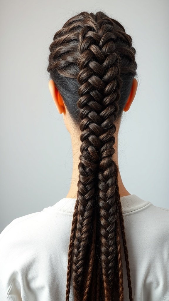 A person with medium boho knotless braids styled elegantly.